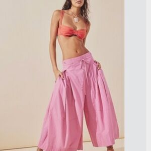 Free People Go to Town‎  Pants I Want Candy Pink Wide Leg Cropped